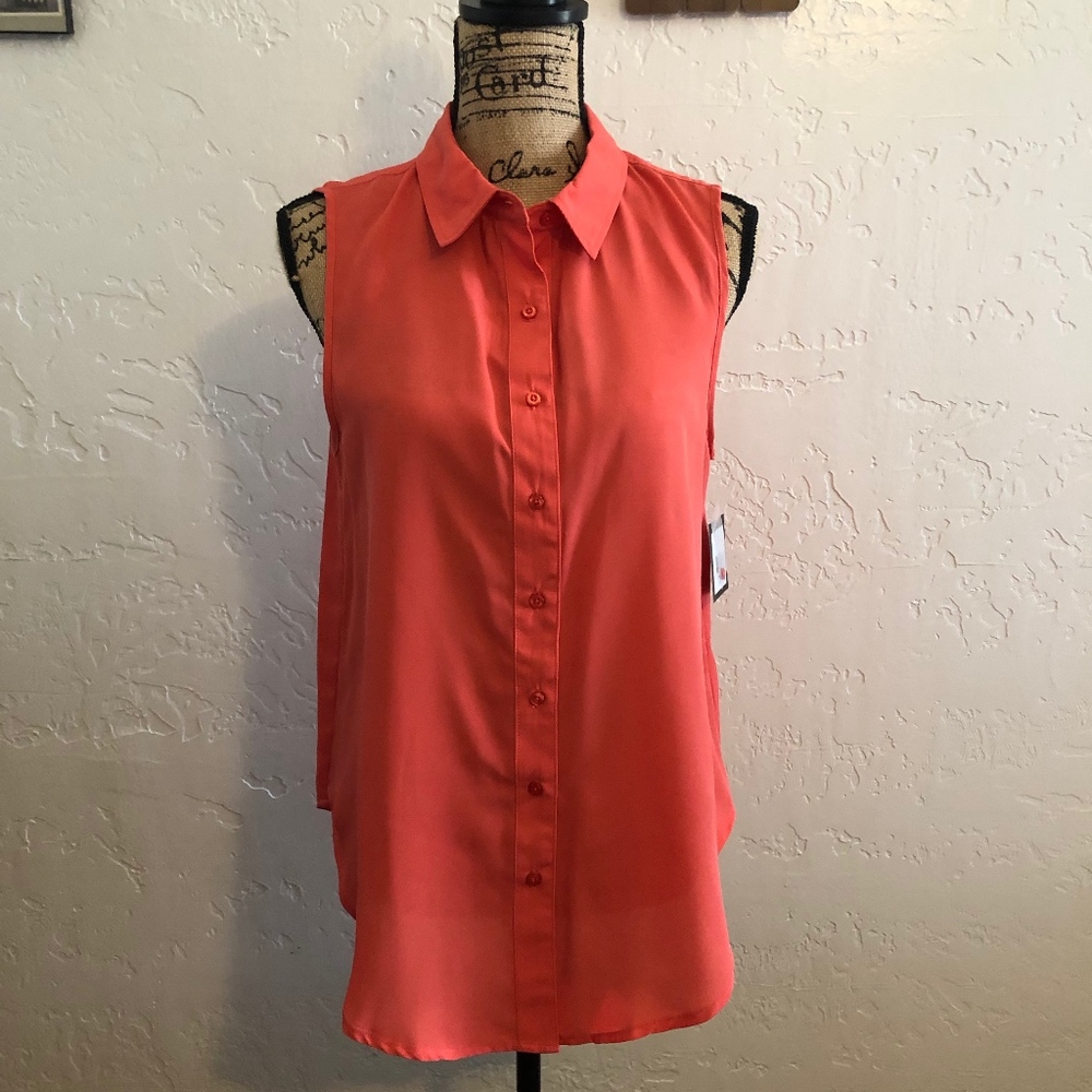 A & I coral sleeveless blouse, size medium